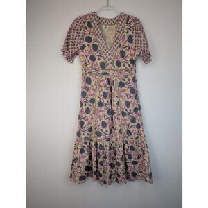 dRA Los Angeles Dress Womens Medium Boho Floral Midi Pockets
